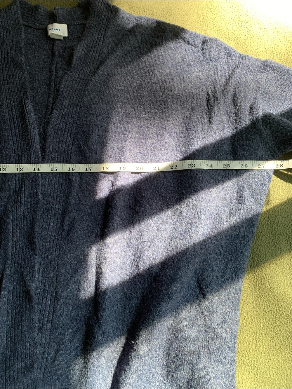 Old Navy blue fuzzy sweater. Drop shoulder. Open front. Size Large - Picture 10 of 10